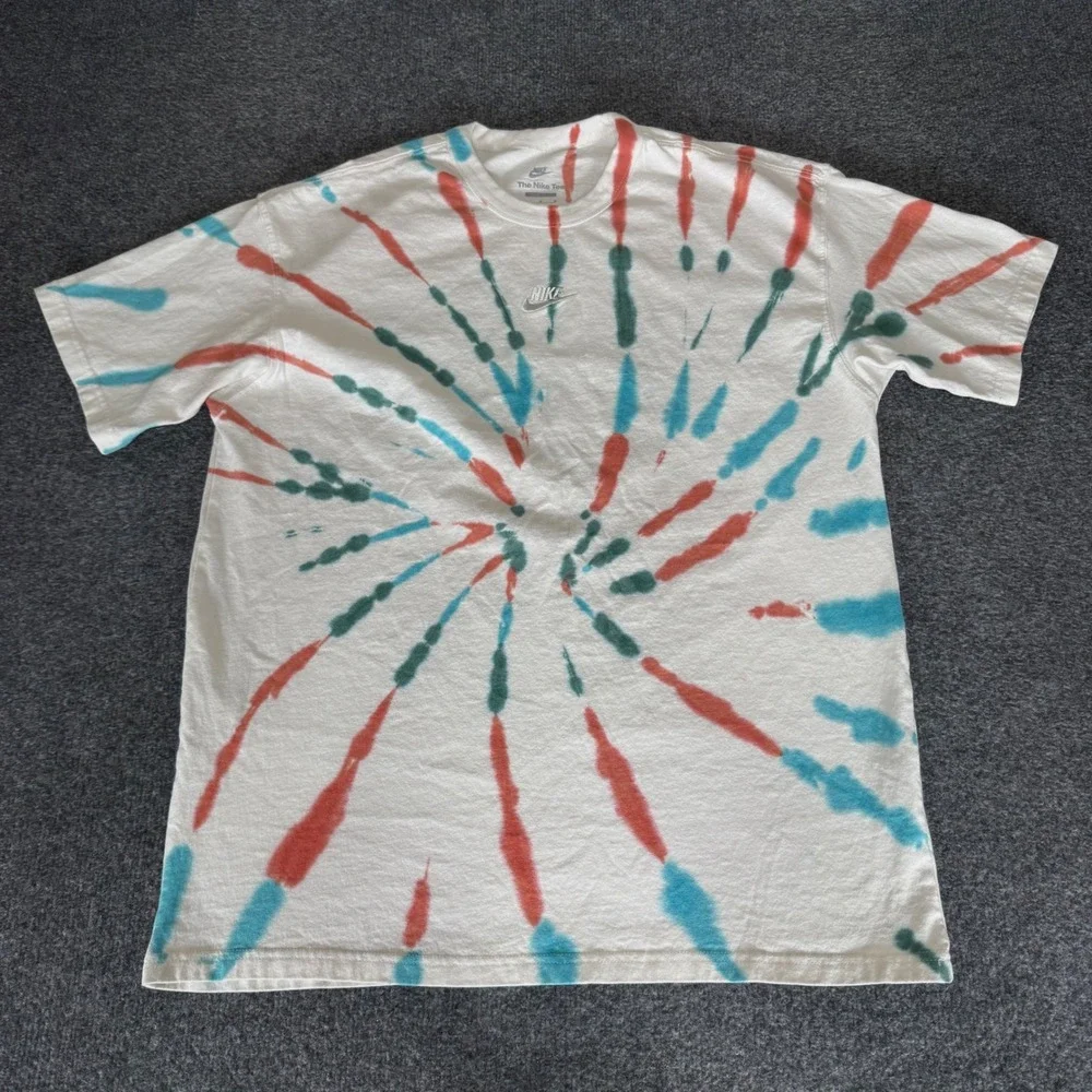 Nike Mens Tie‎ Dye Spiral Graphic T-Shirt Sportswear Premium Essentials MAX90